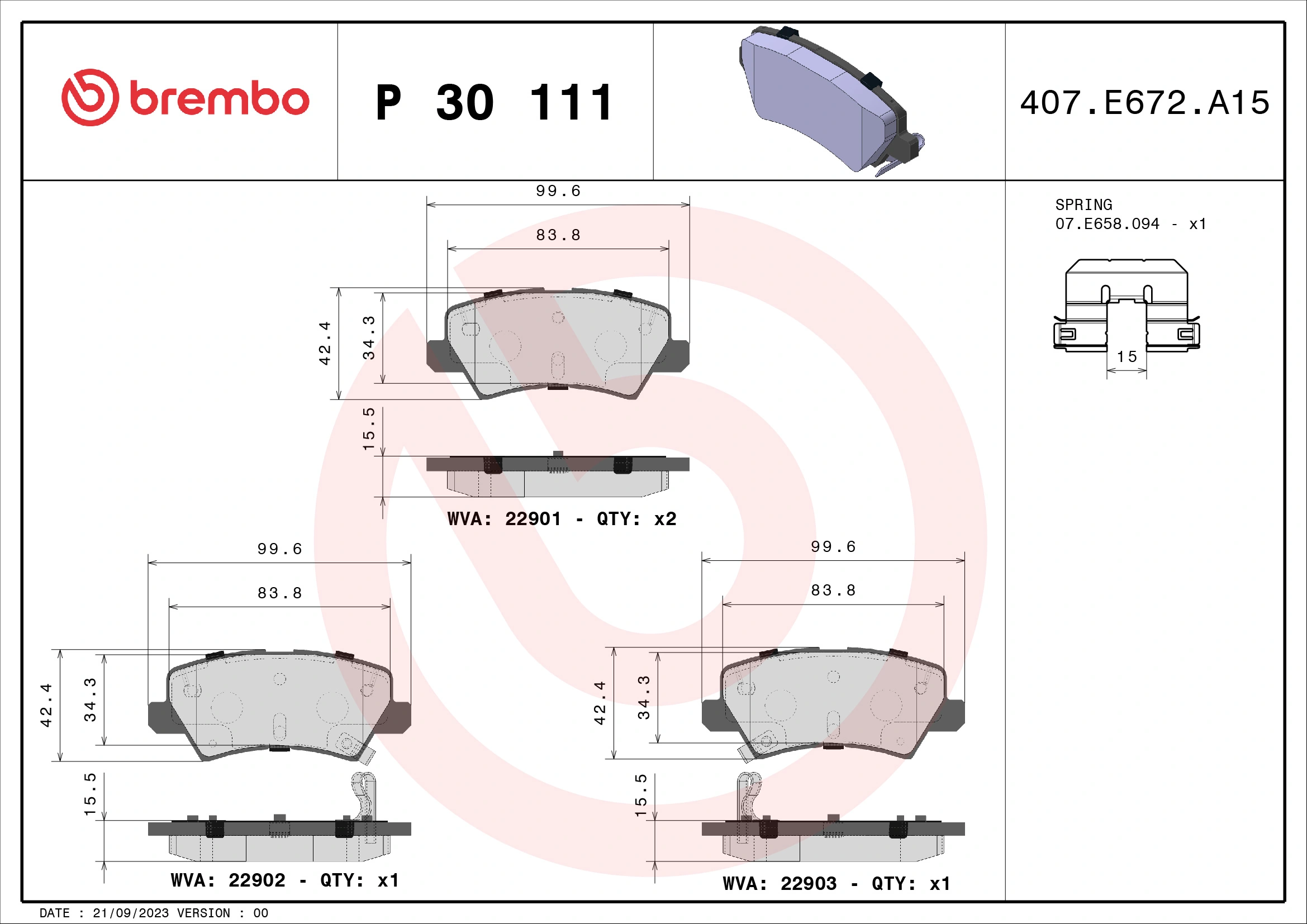 Brake Pad Set, disc brake PRIME LINE P 30 111