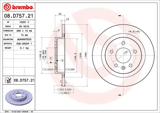 Brake Disc PRIME LINE - UV Coated 08.D757.21