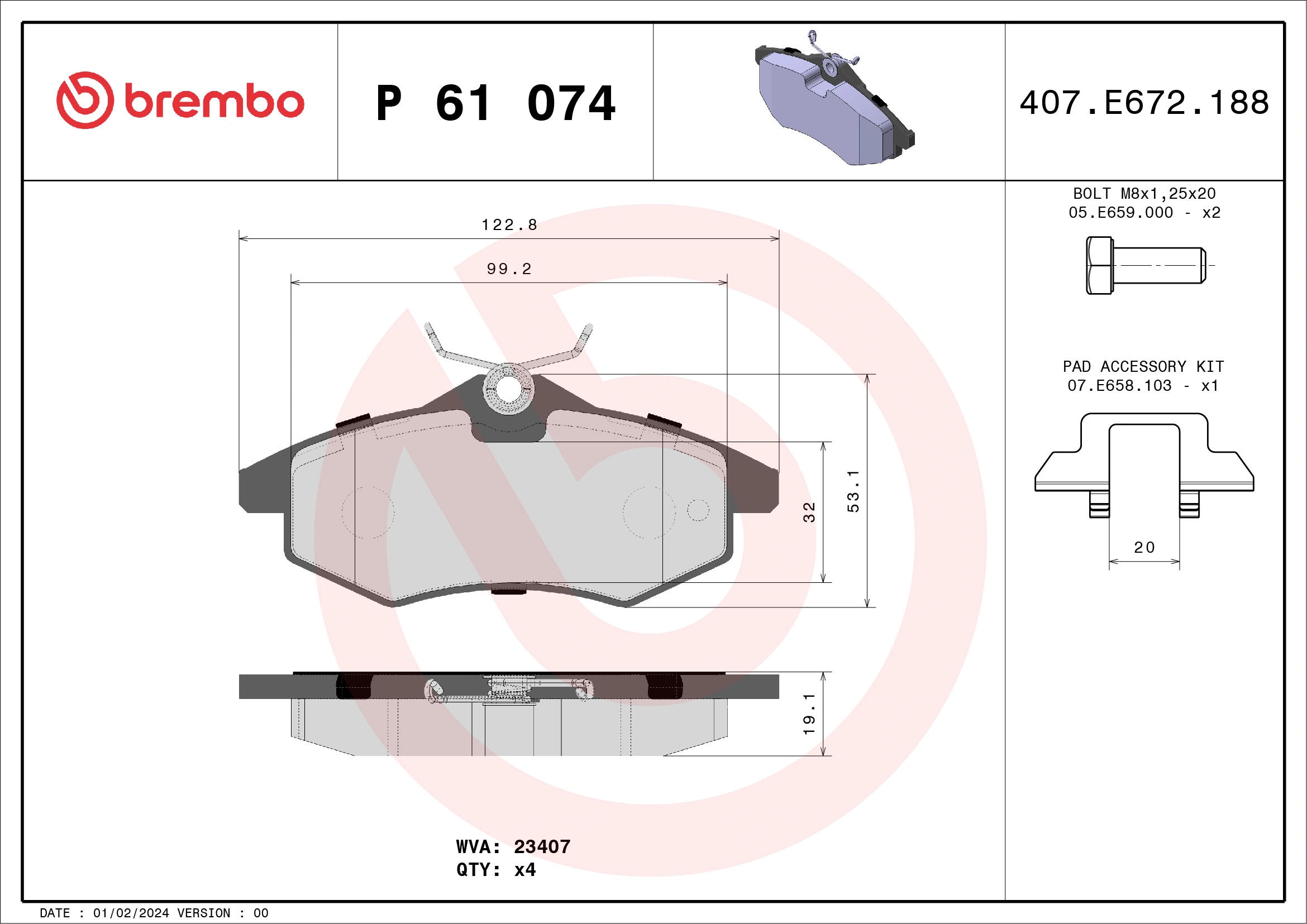 Brake Pad Set, disc brake PRIME LINE P 61 074