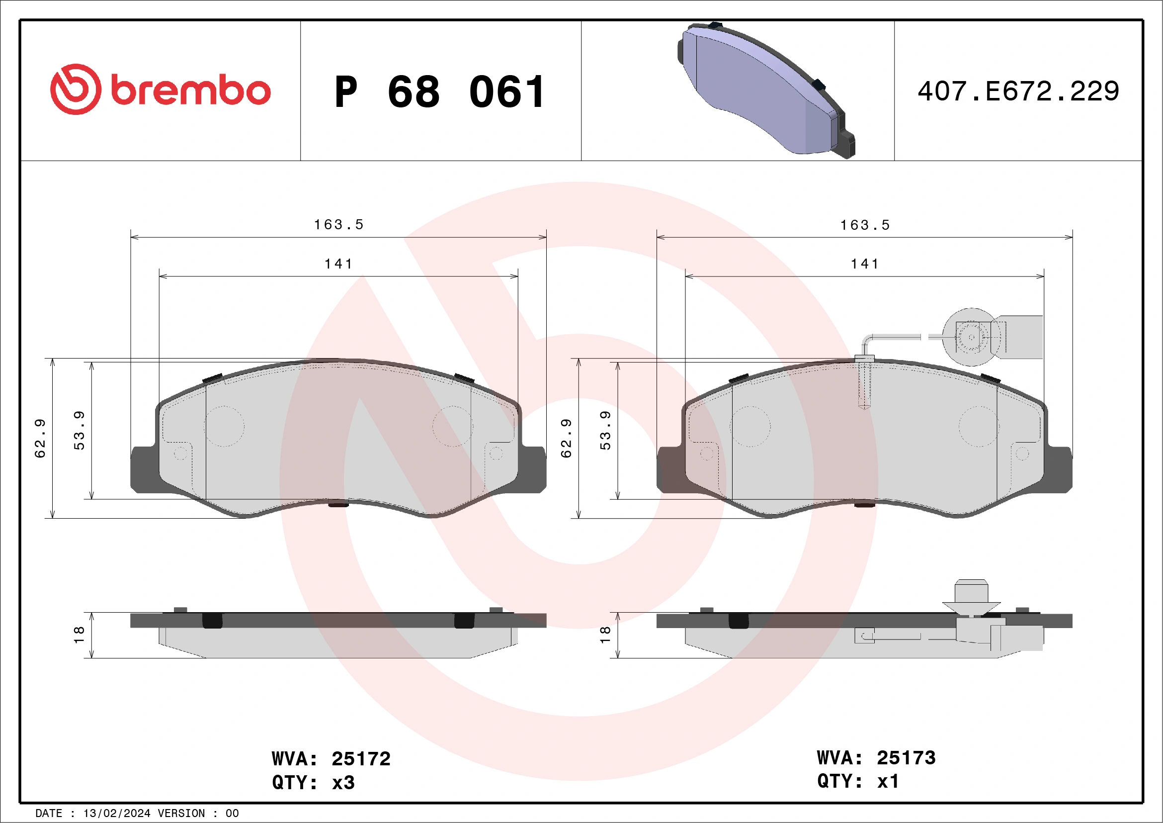 Brake Pad Set, disc brake PRIME LINE P 68 061