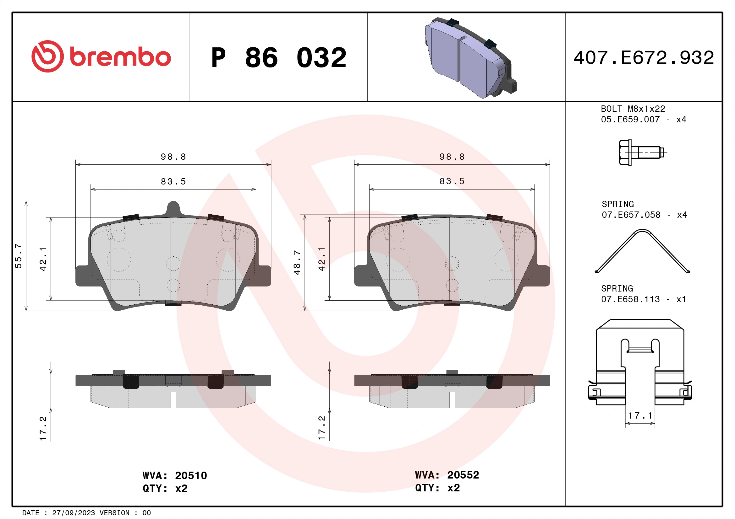 Brake Pad Set, disc brake PRIME LINE P 86 032