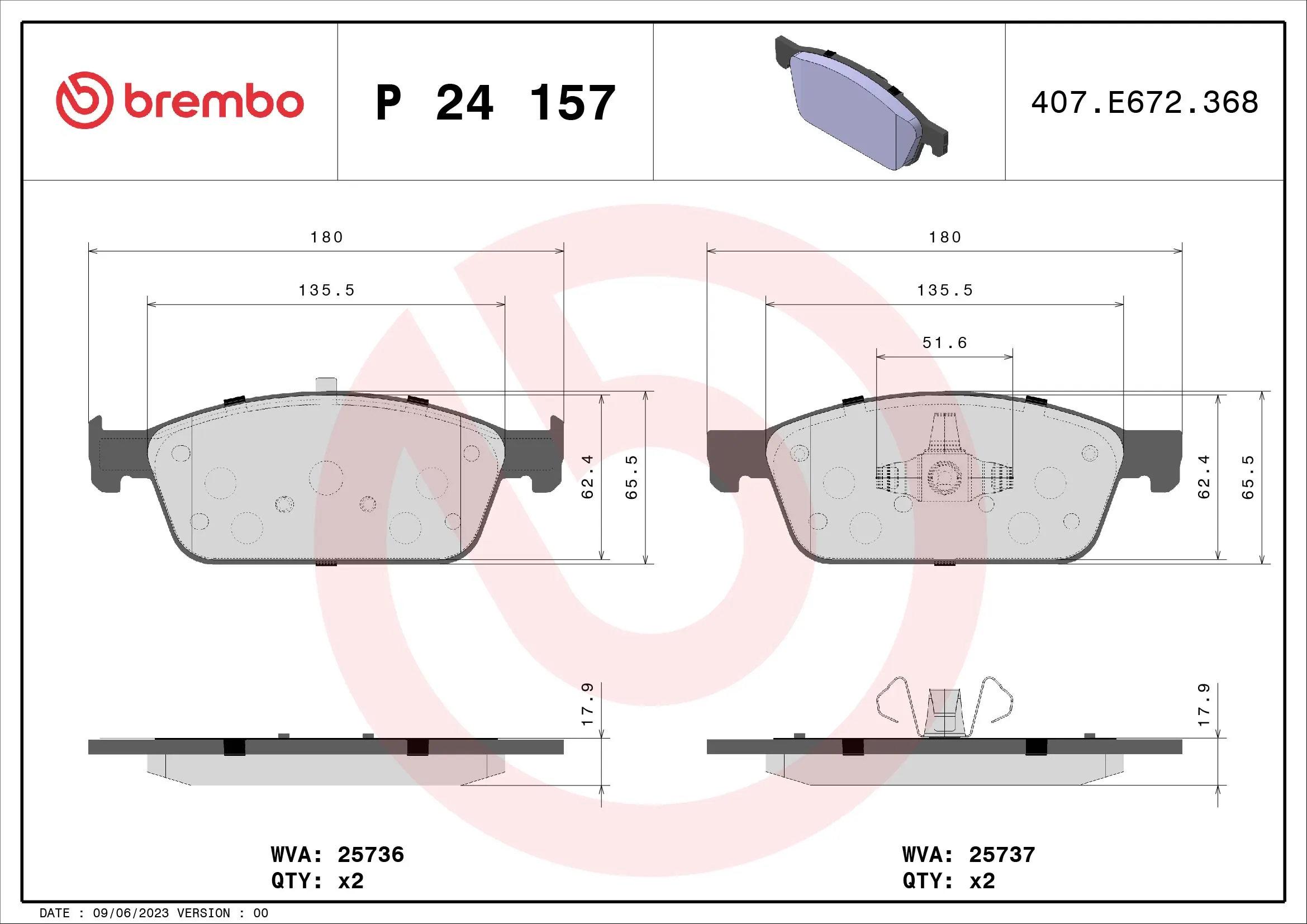Brake Pad Set, disc brake PRIME LINE P 24 157