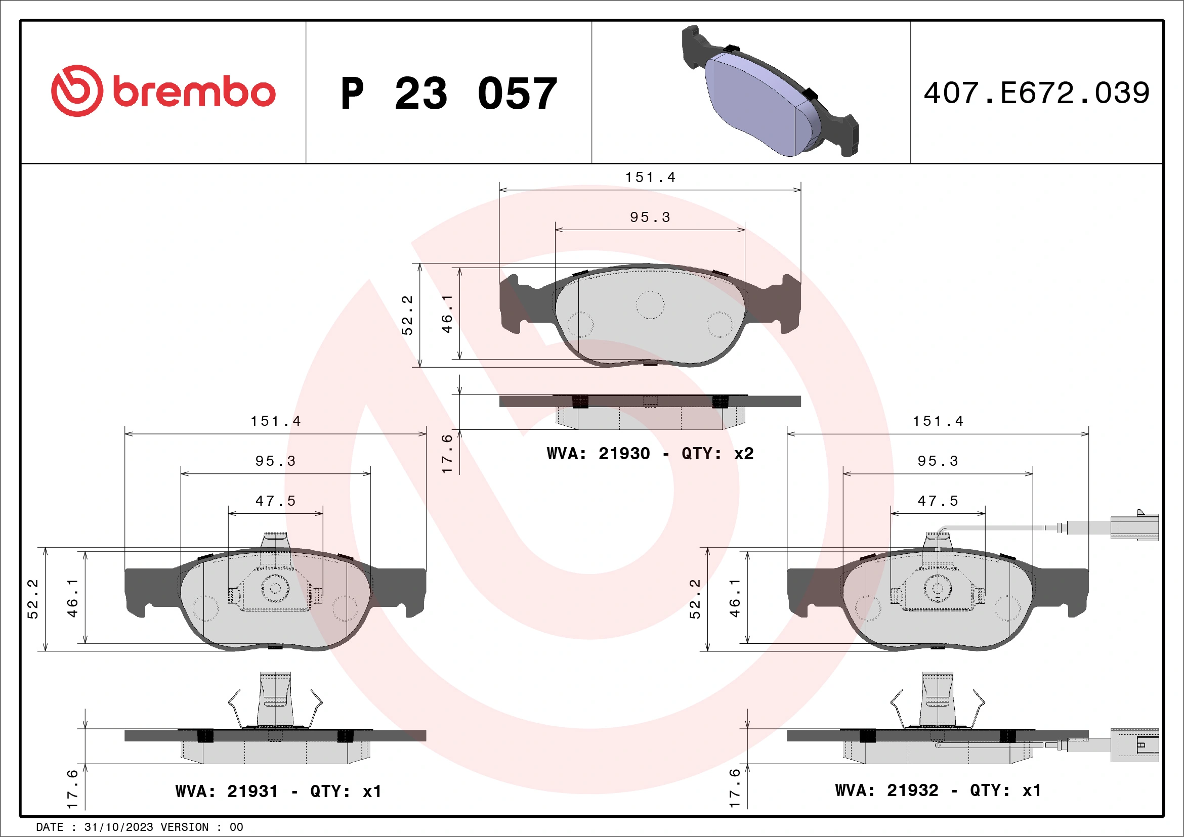 Brake Pad Set, disc brake PRIME LINE P 23 057