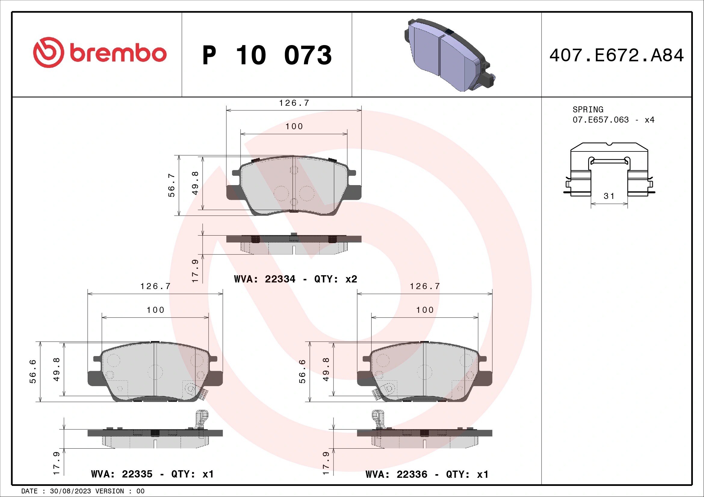 Brake Pad Set, disc brake PRIME LINE P 10 073