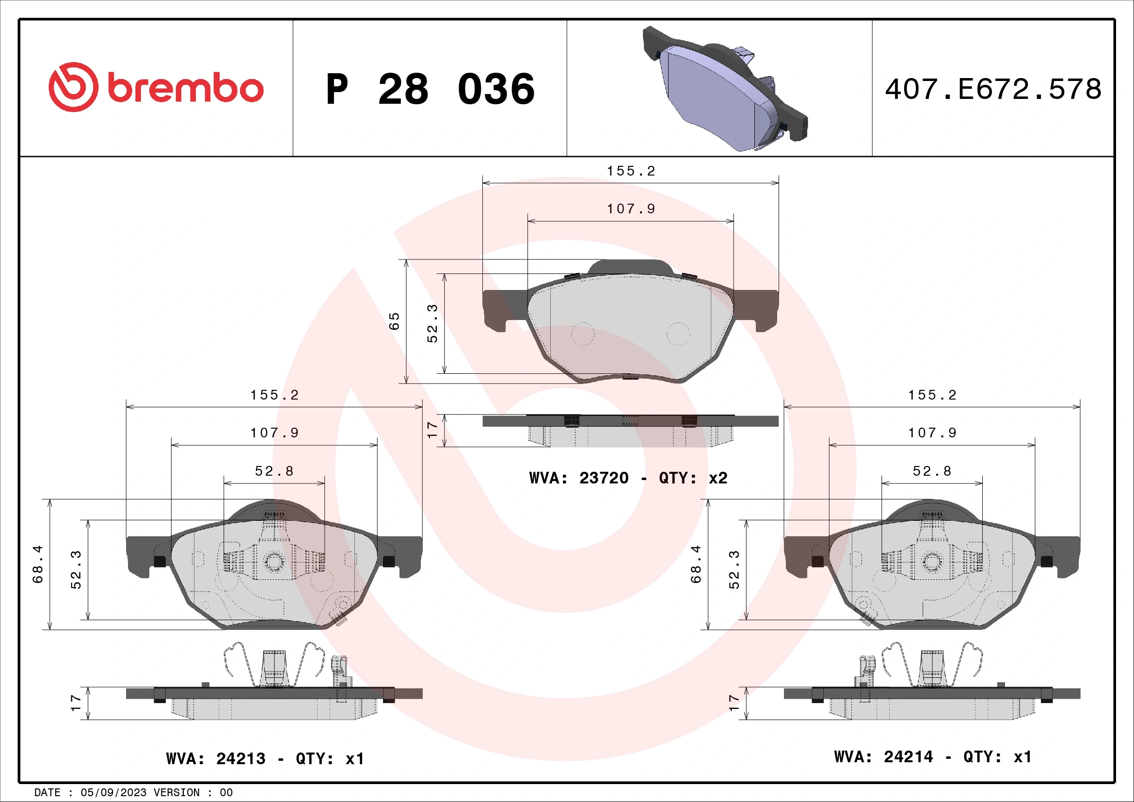 Brake Pad Set, disc brake PRIME LINE P 28 036