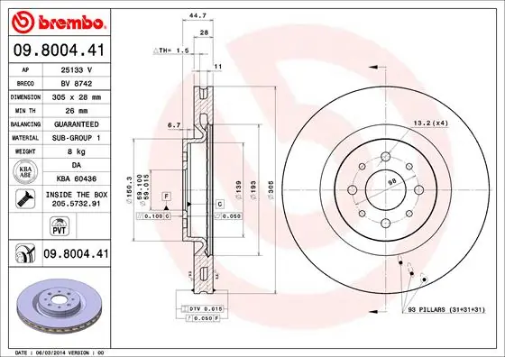 Brake Disc PRIME LINE - UV Coated 09.8004.41