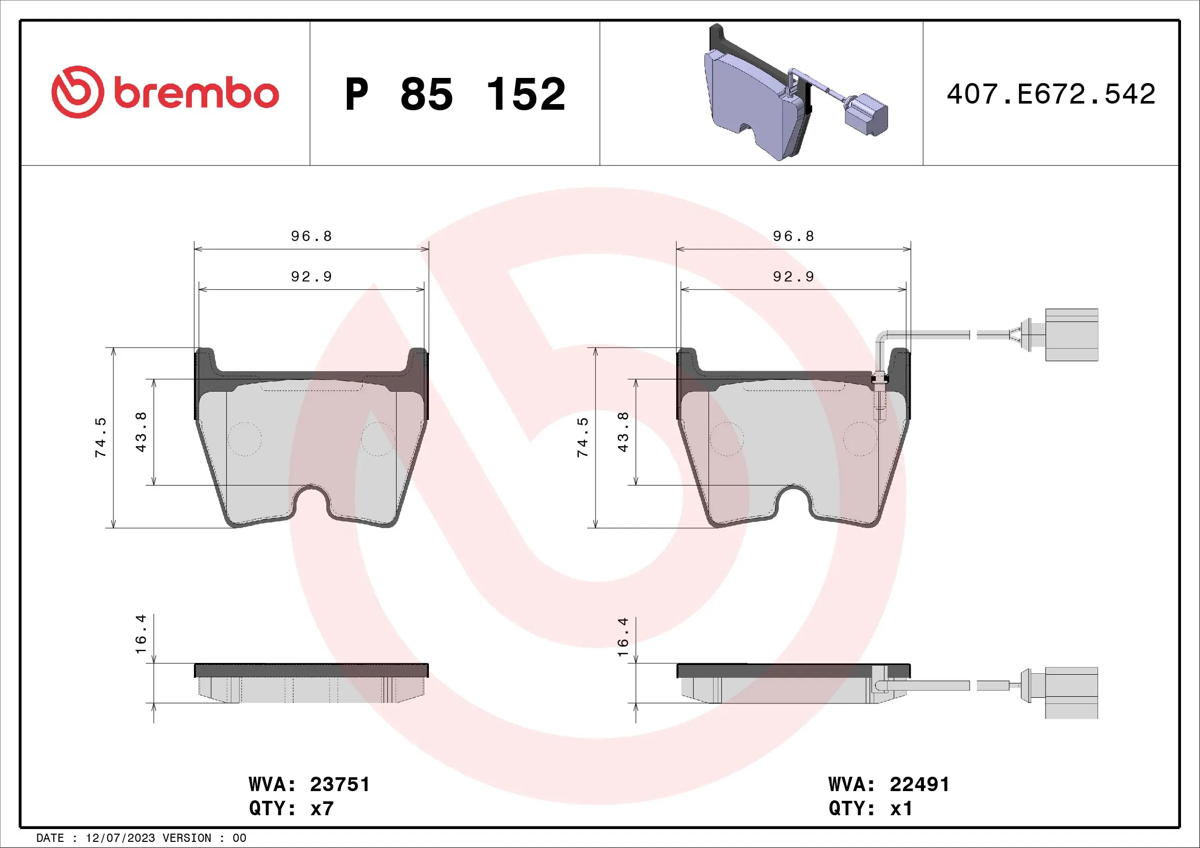 Brake Pad Set, disc brake PRIME LINE P 85 152
