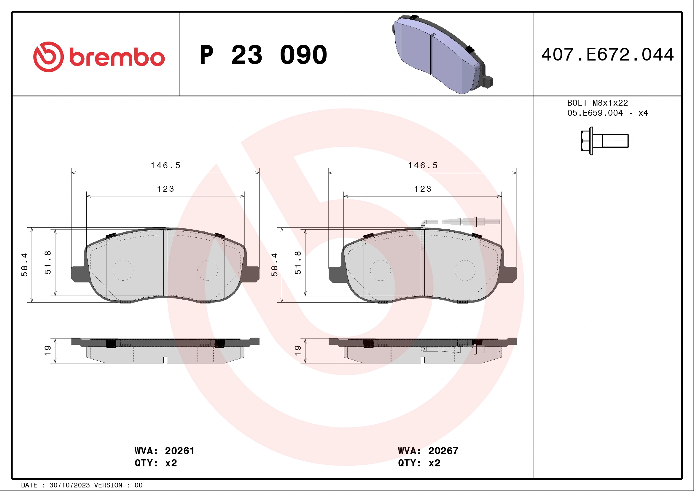 Brake Pad Set, disc brake PRIME LINE P 23 090