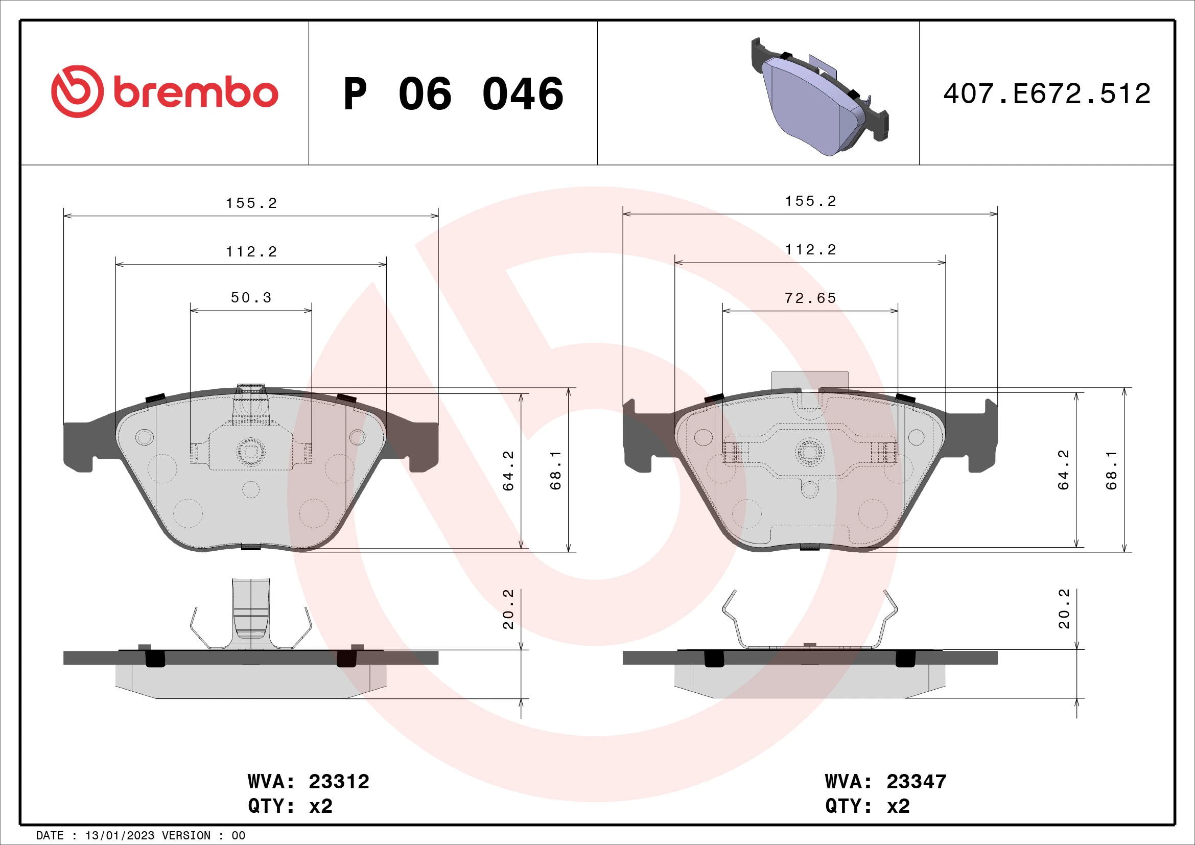 Brake Pad Set, disc brake PRIME LINE P 06 046
