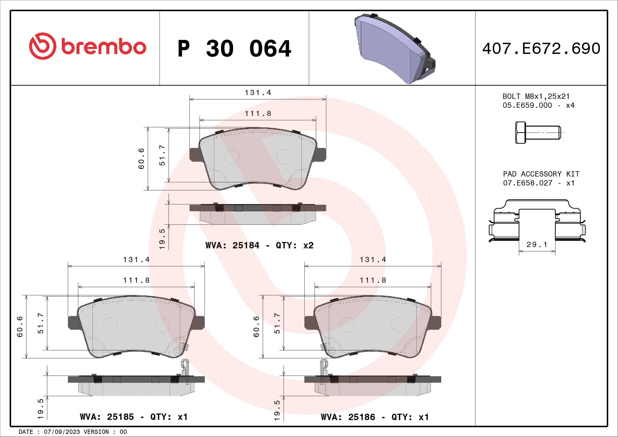 Brake Pad Set, disc brake PRIME LINE P 30 064