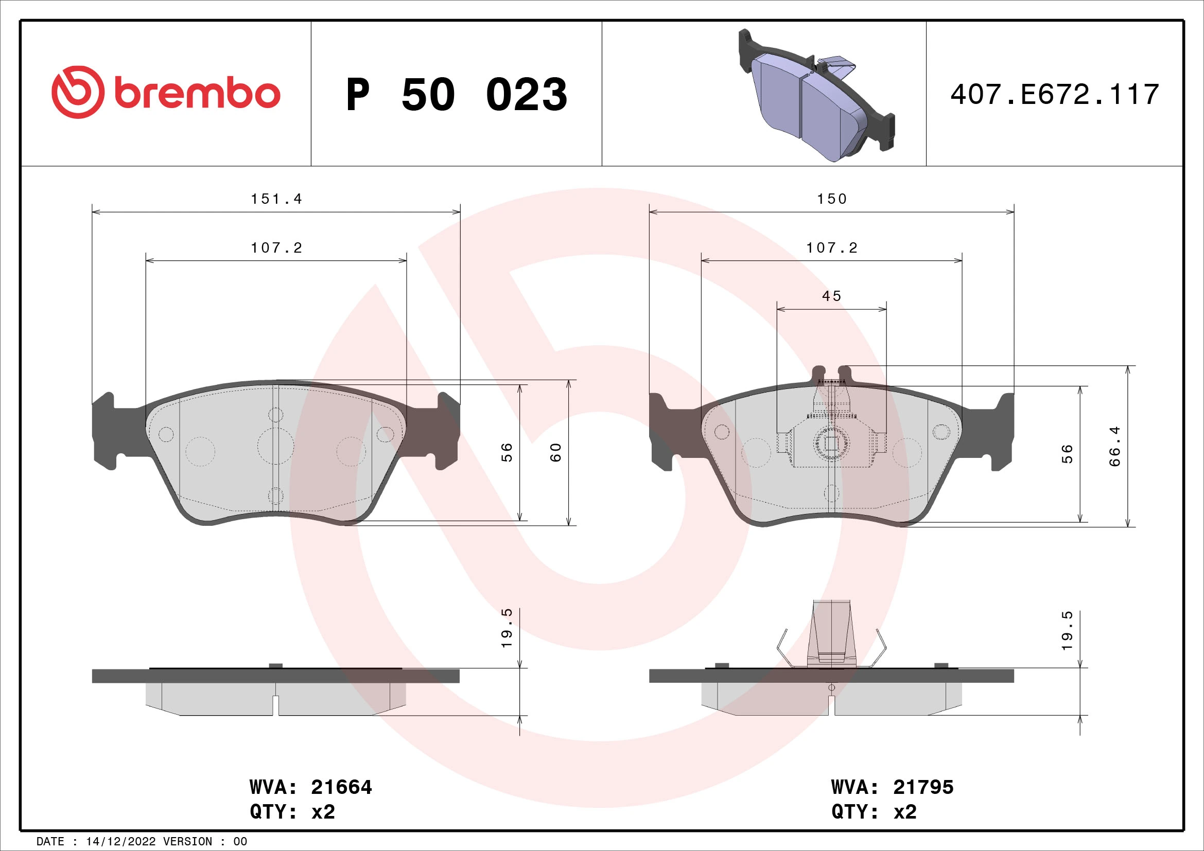 Brake Pad Set, disc brake PRIME LINE P 50 023