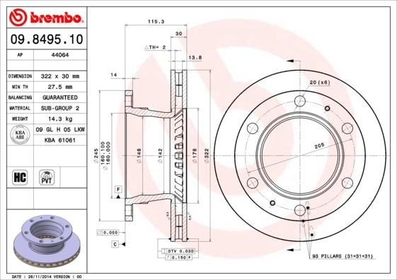Brake Disc PRIME LINE 09.8495.10