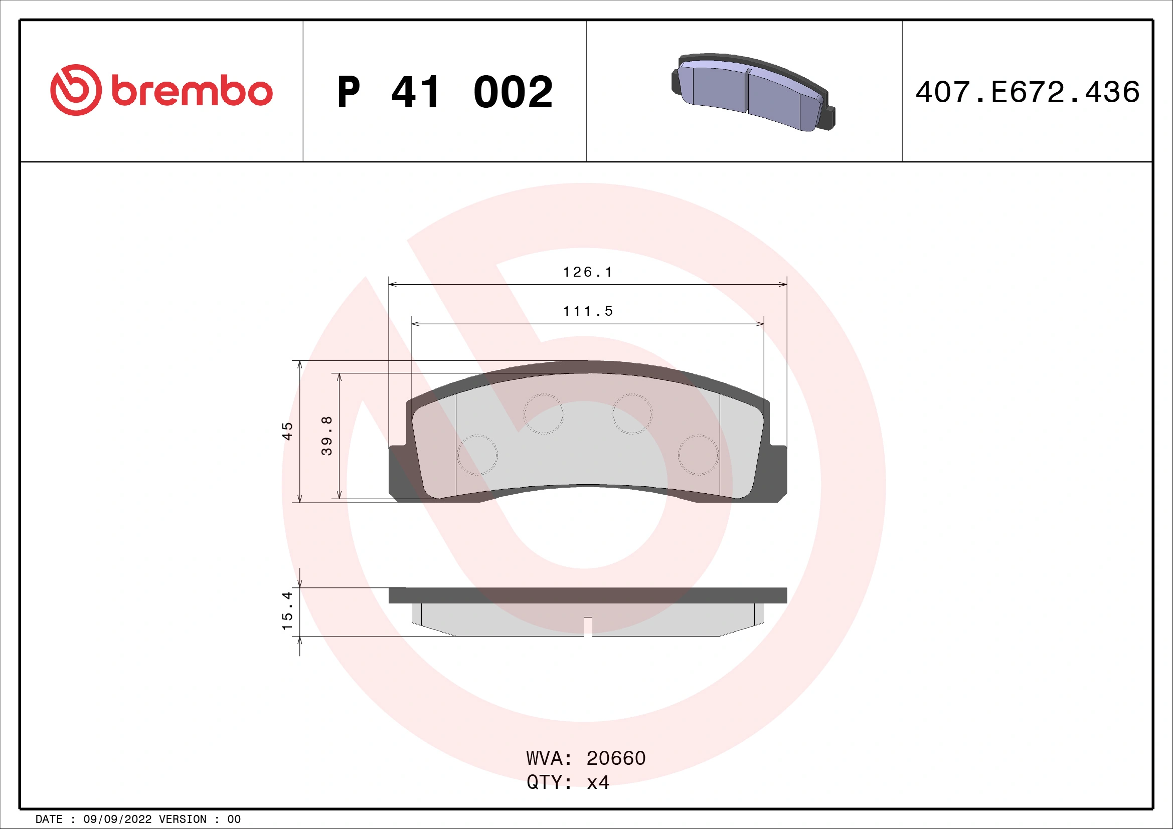 Brake Pad Set, disc brake PRIME LINE P 41 002