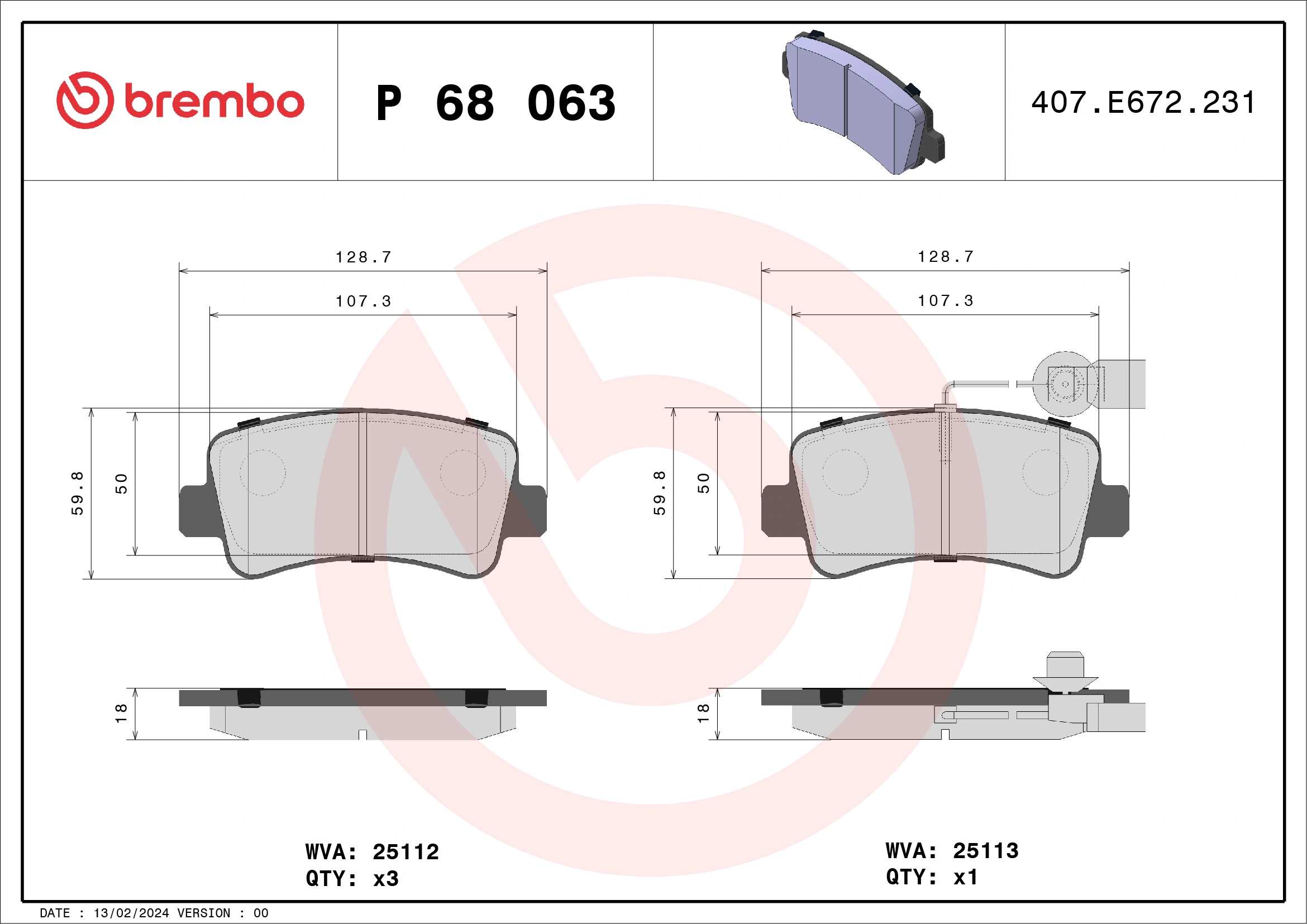 Brake Pad Set, disc brake PRIME LINE P 68 063