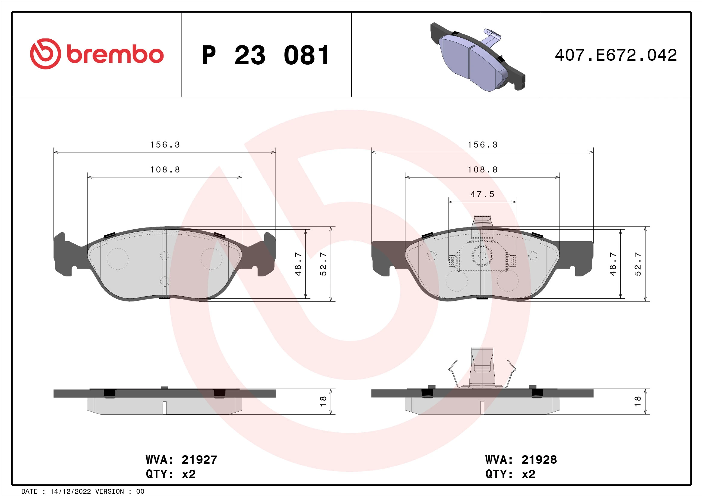 Brake Pad Set, disc brake PRIME LINE P 23 081