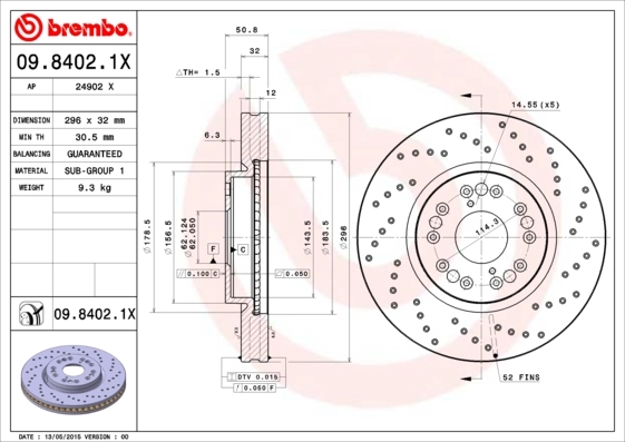 Brake Disc XTRA LINE - Xtra 09.8402.1X