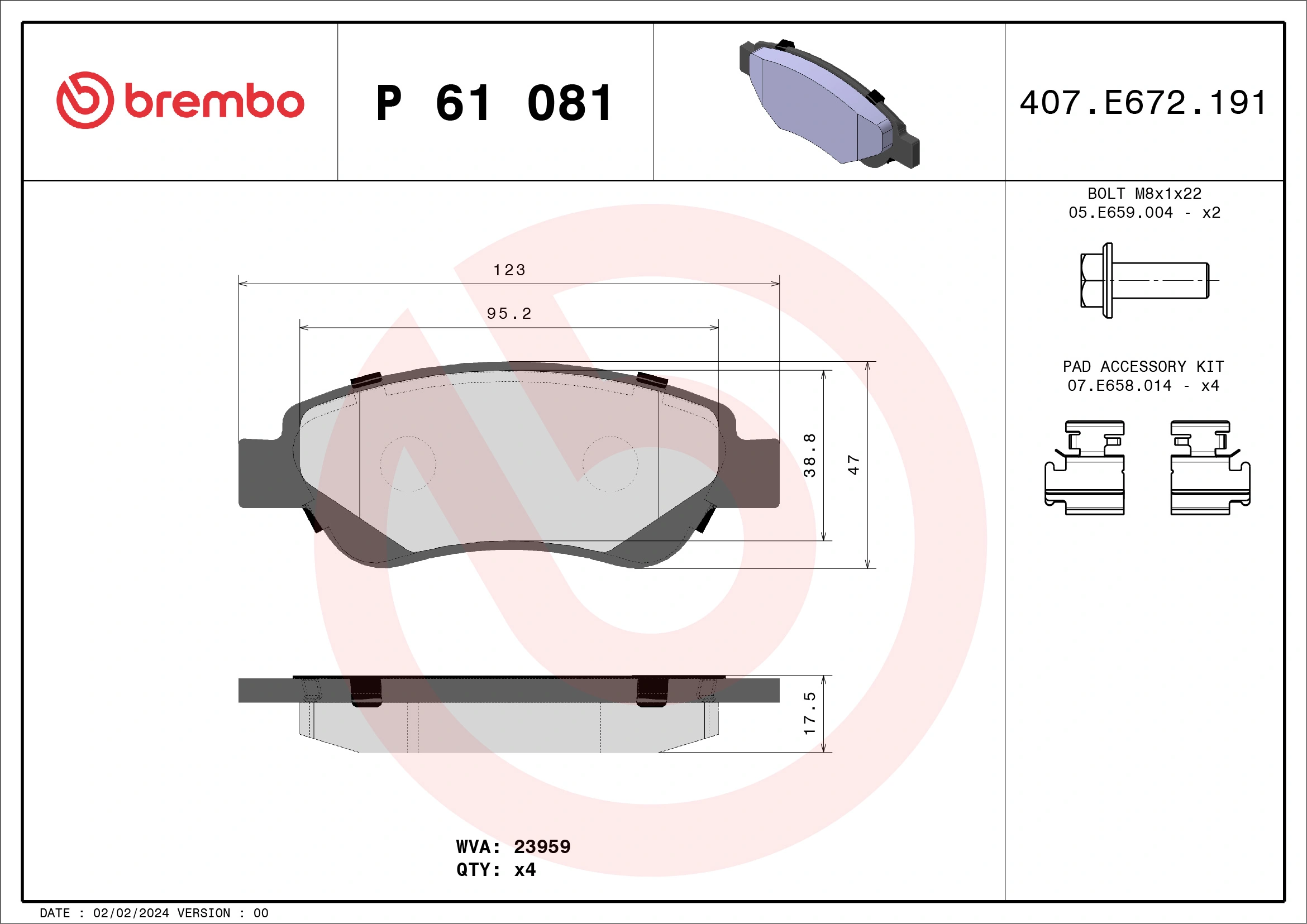 Brake Pad Set, disc brake PRIME LINE P 61 081