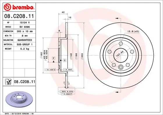 Brake Disc PRIME LINE - UV Coated 08.C208.11