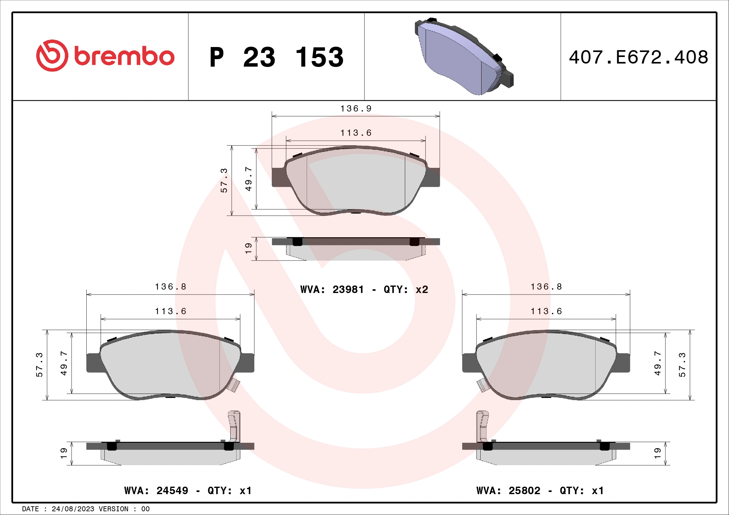Brake Pad Set, disc brake PRIME LINE P 23 153