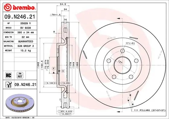 Brake Disc PRIME LINE - UV Coated 09.N246.21