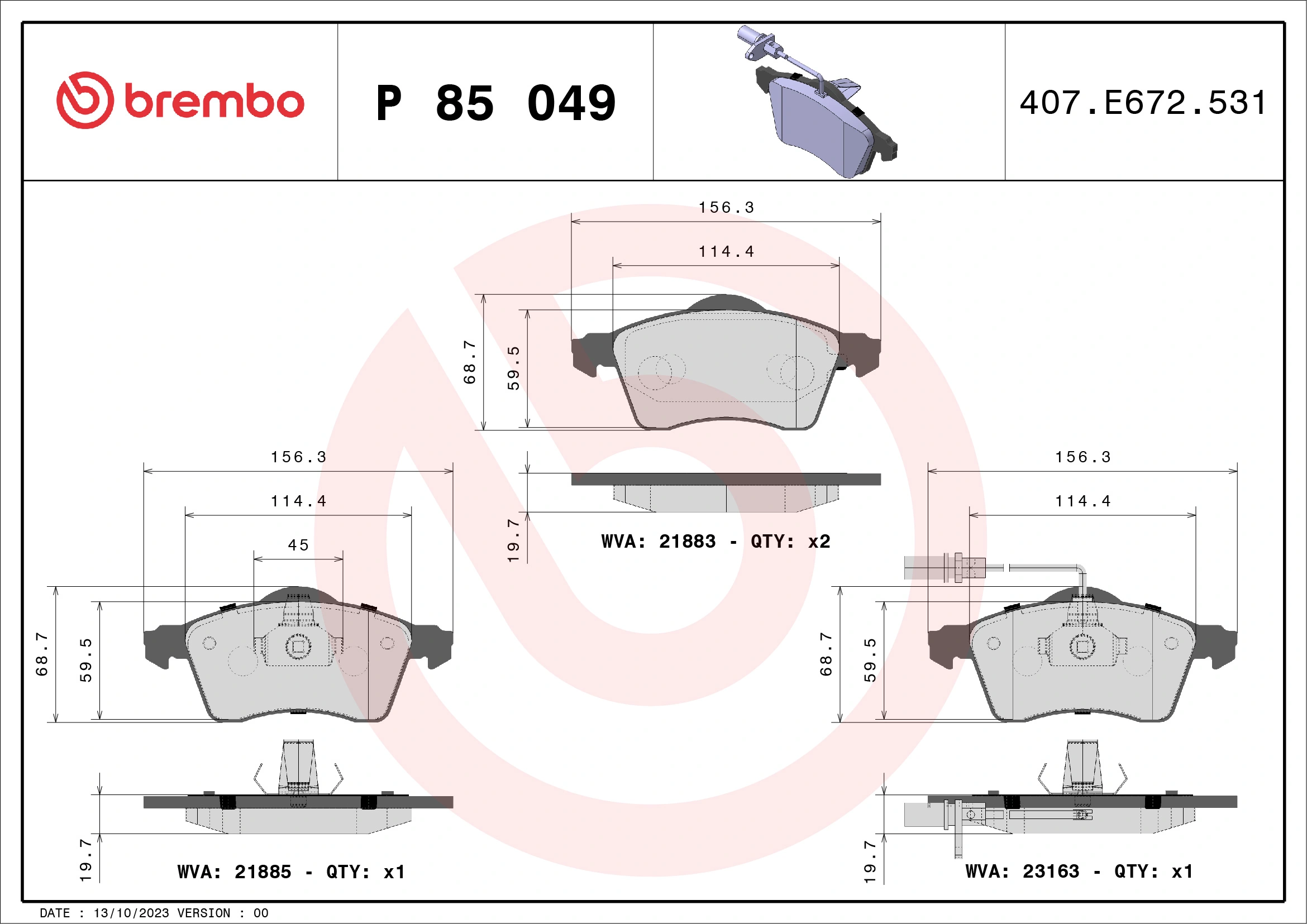 Brake Pad Set, disc brake PRIME LINE P 85 049