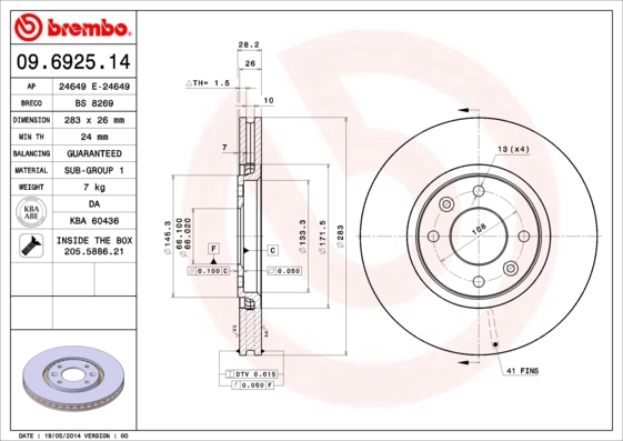 Cakera Brek PRIME LINE 09.6925.14
