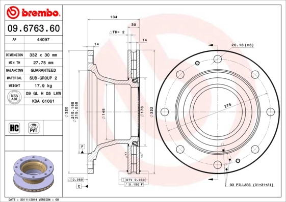 Brake Disc PRIME LINE 09.6763.60
