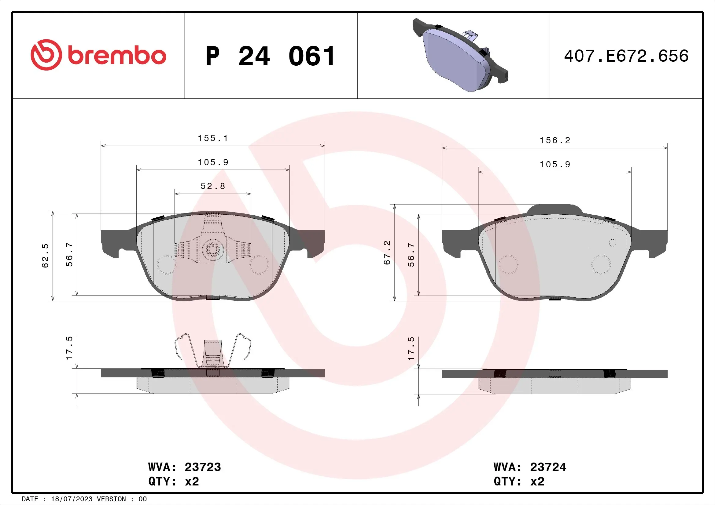 Brake Pad Set, disc brake PRIME LINE P 24 061