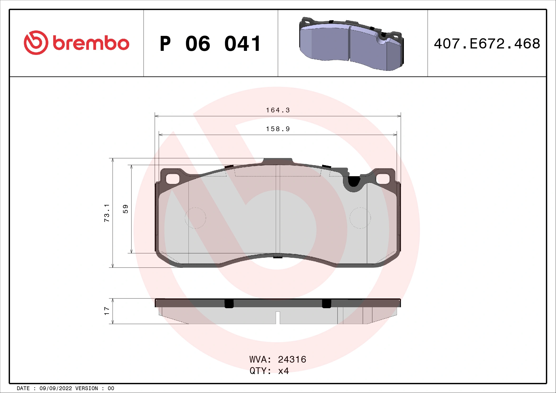 Brake Pad Set, disc brake PRIME LINE P 06 041