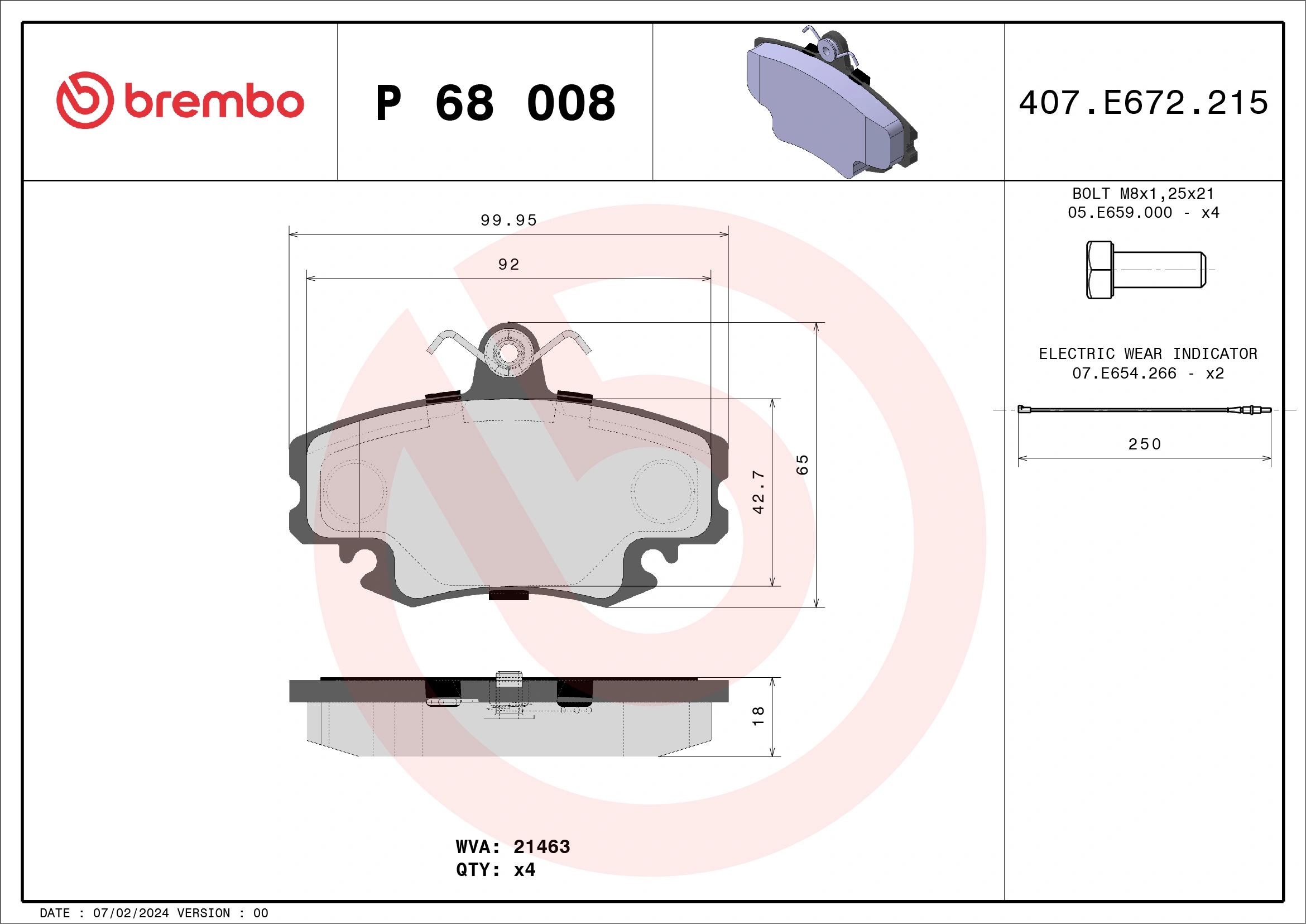 Brake Pad Set, disc brake PRIME LINE P 68 008