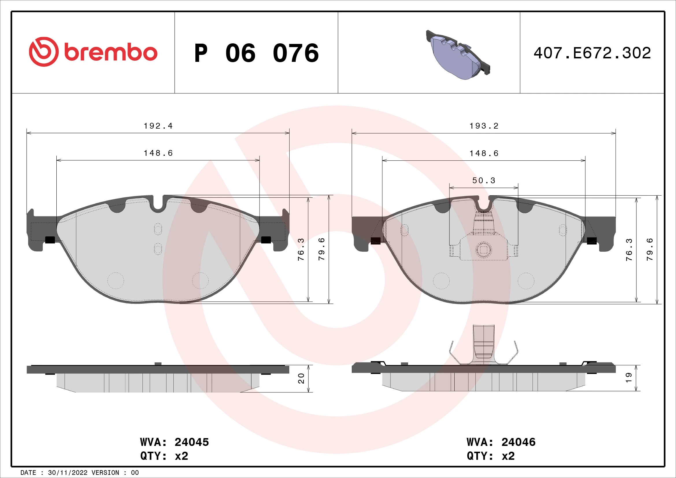Brake Pad Set, disc brake PRIME LINE P 06 076