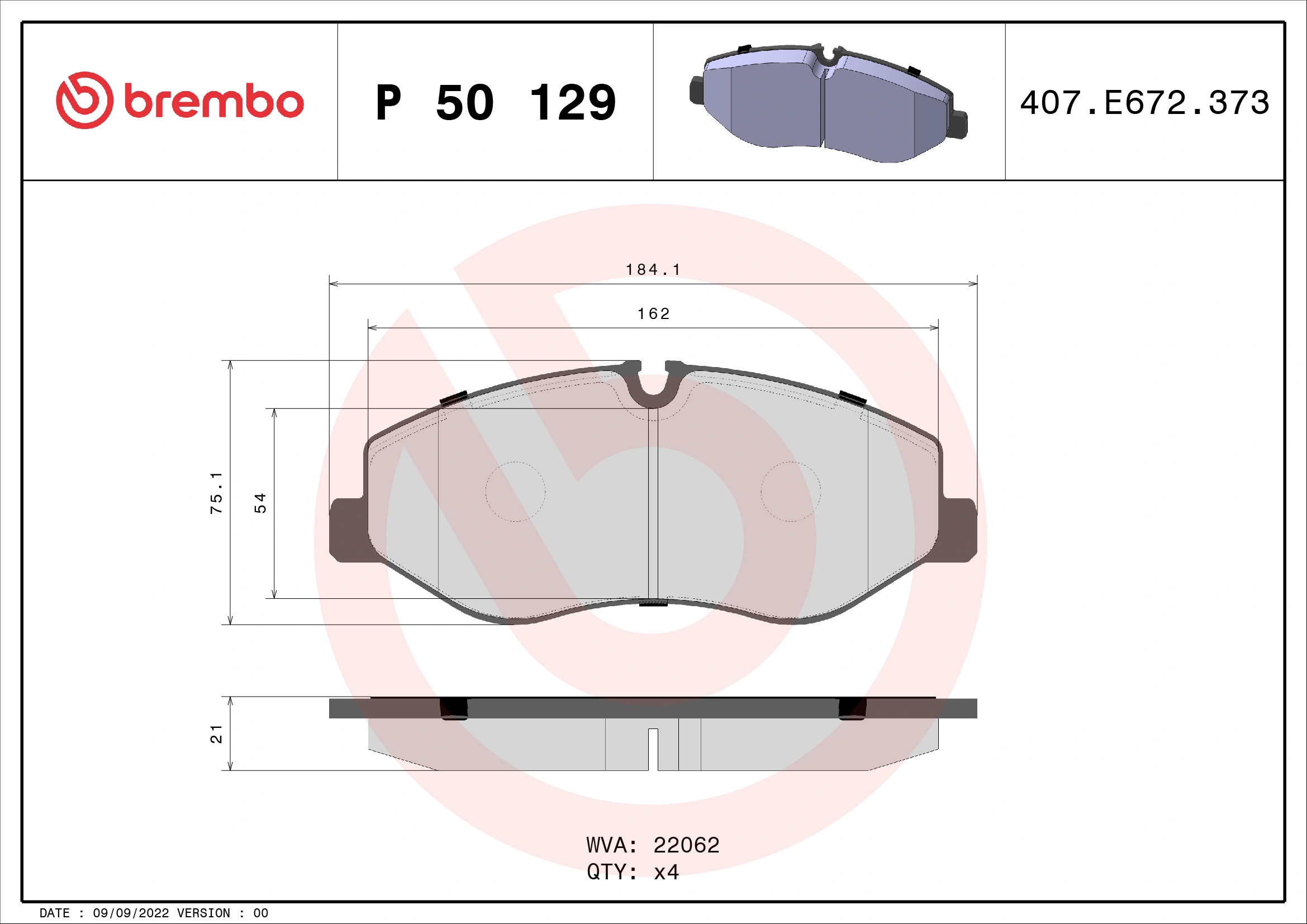 Brake Pad Set, disc brake PRIME LINE P 50 129