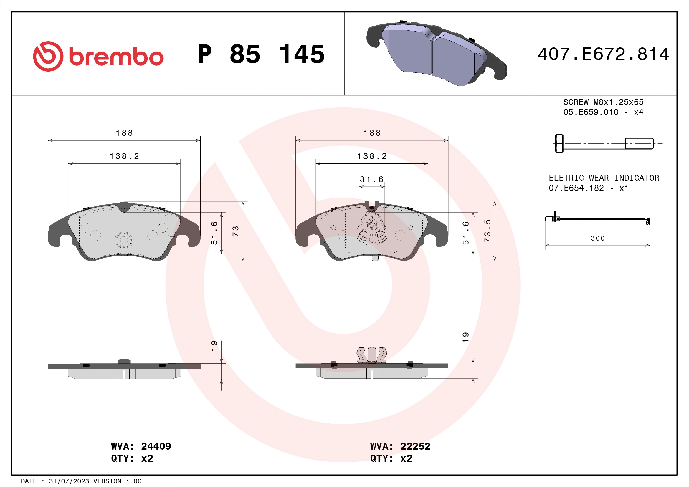 Brake Pad Set, disc brake PRIME LINE P 85 145