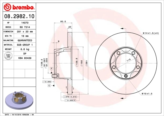 Brake Disc PRIME LINE 08.2982.10