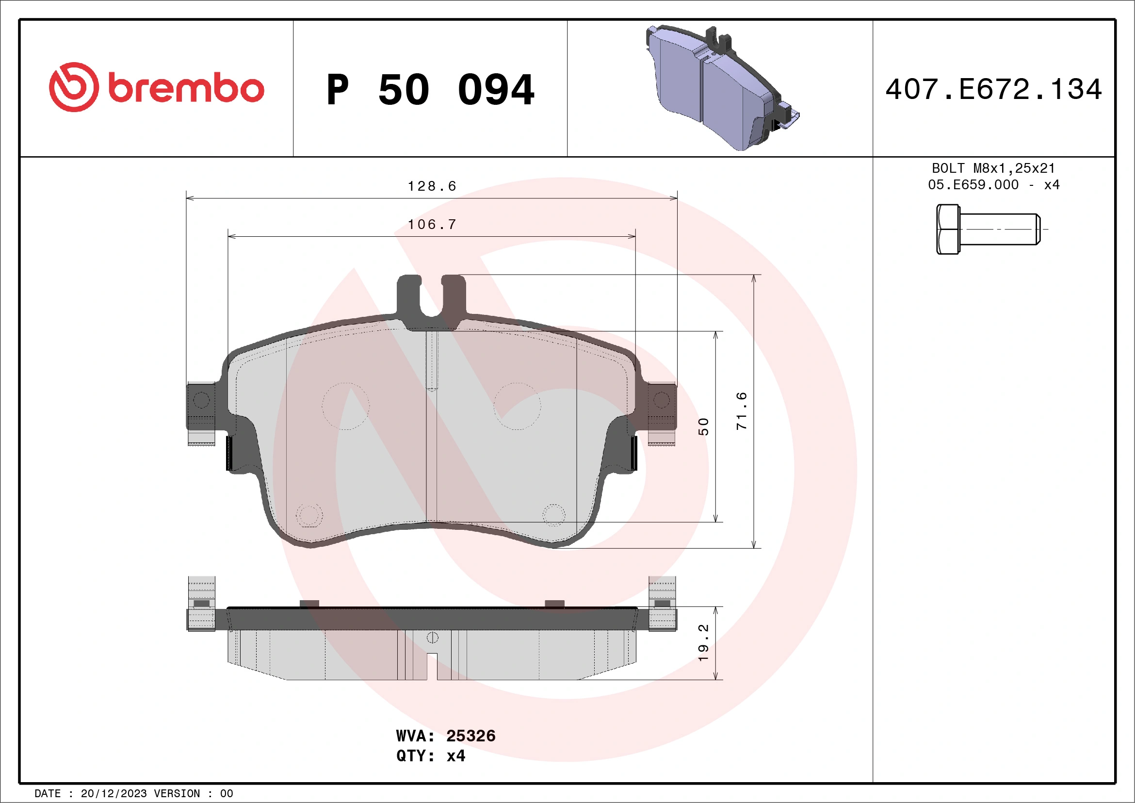 Brake Pad Set, disc brake PRIME LINE P 50 094