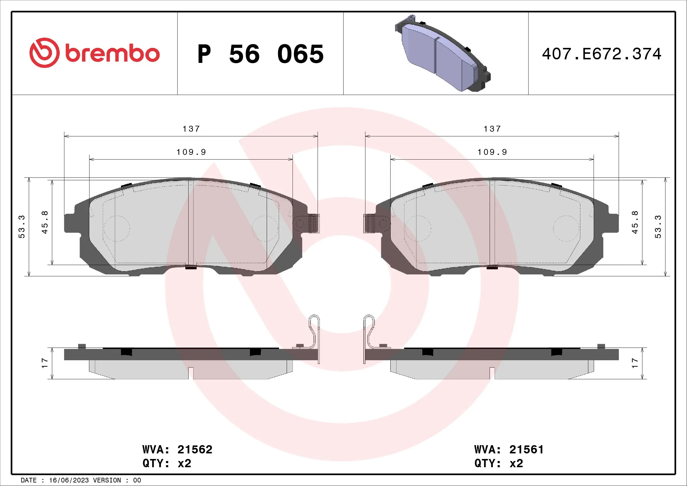 Brake Pad Set, disc brake PRIME LINE P 56 065