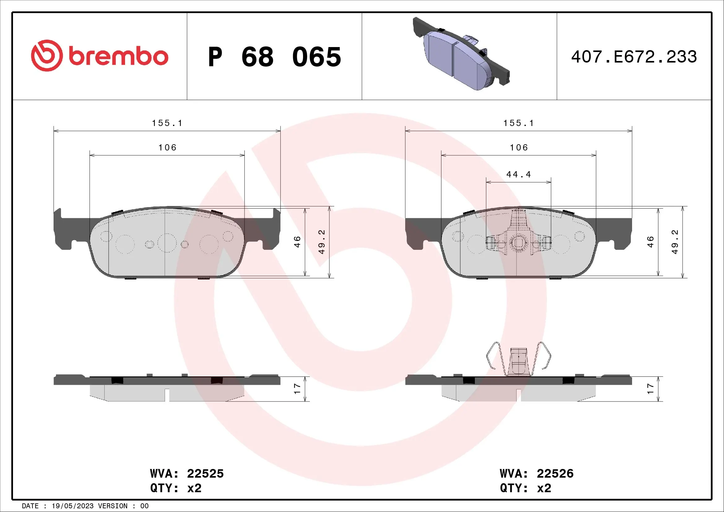 Brake Pad Set, disc brake PRIME LINE P 68 065