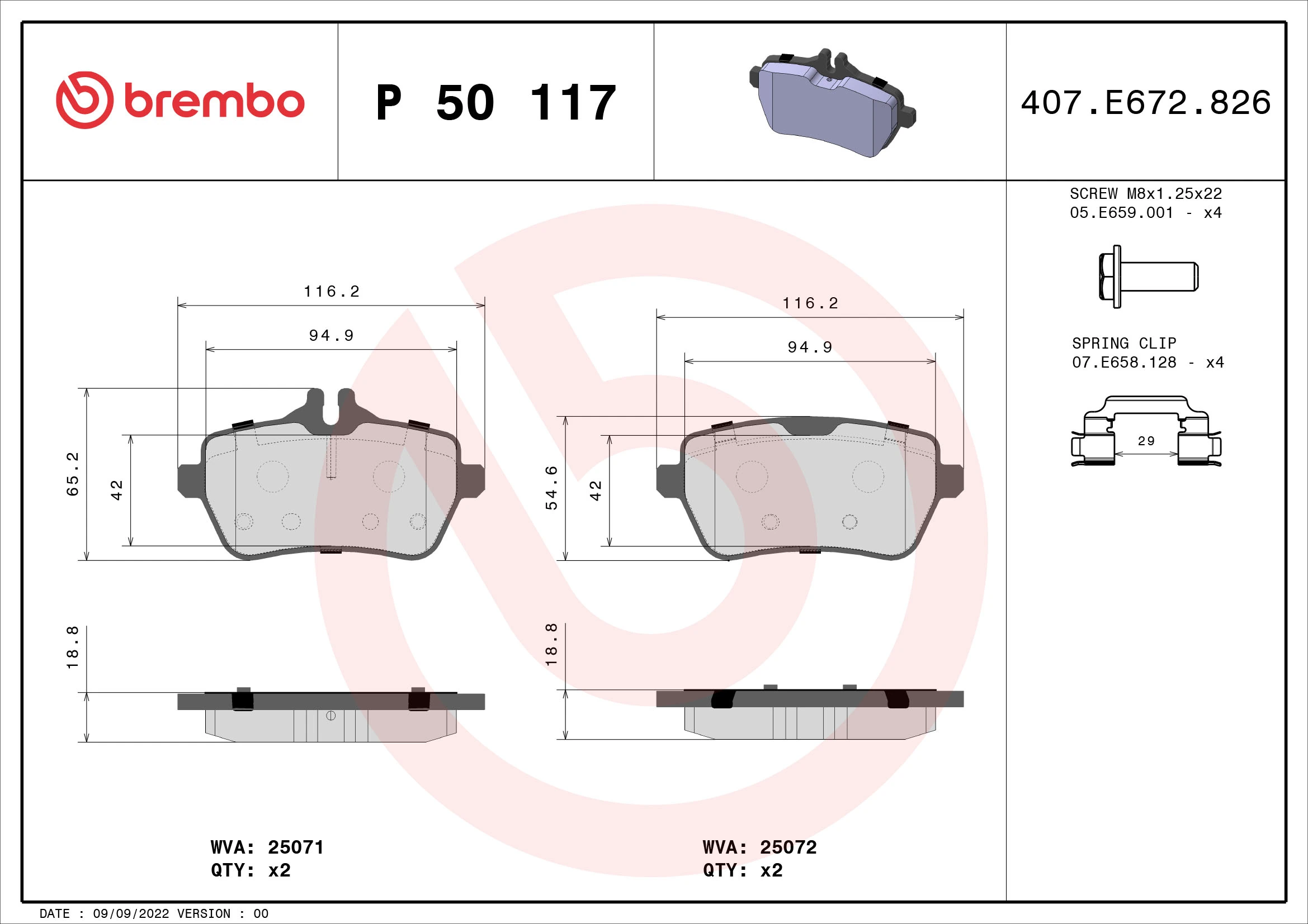 Brake Pad Set, disc brake PRIME LINE P 50 117