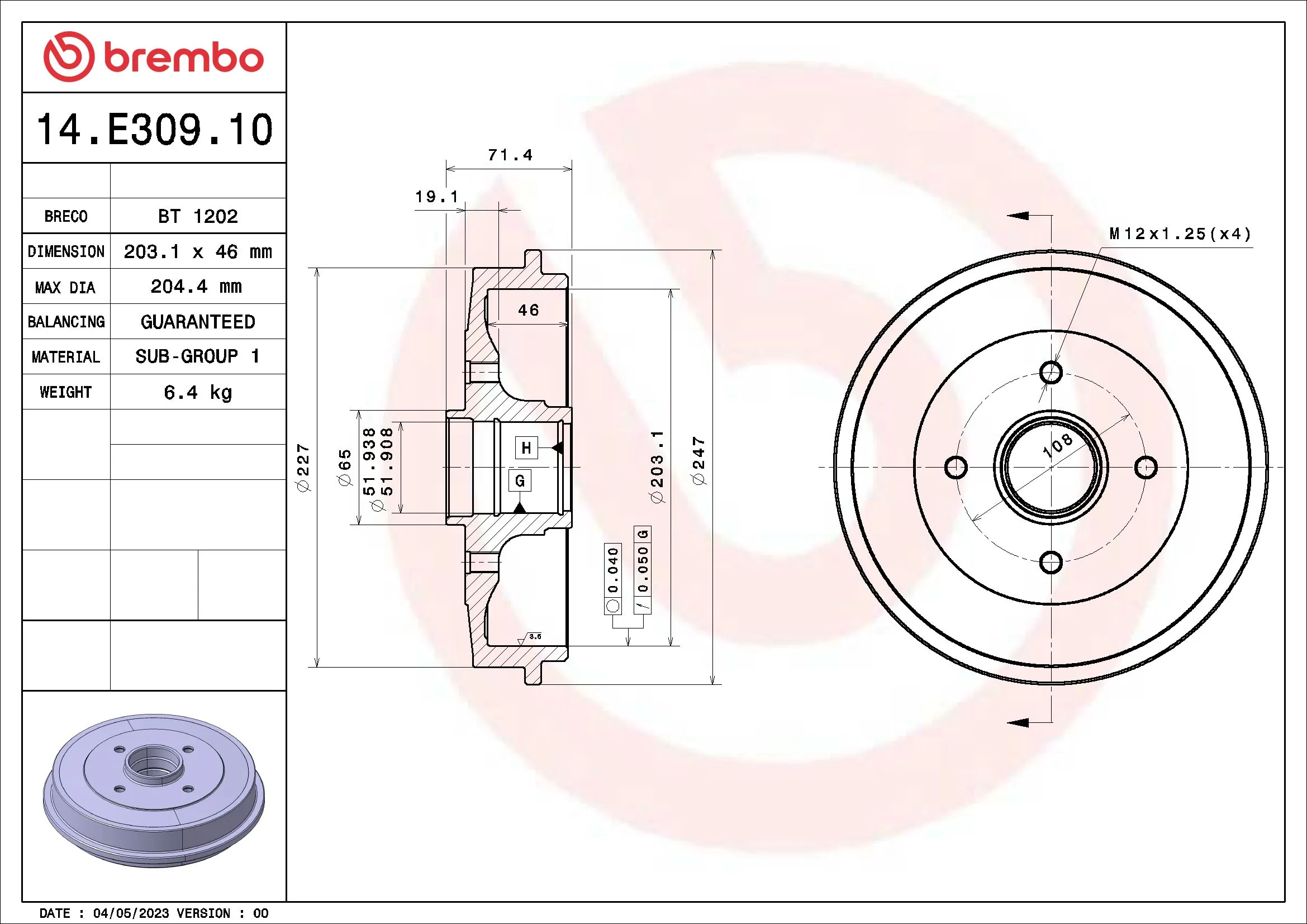 Brake Drum ESSENTIAL LINE 14.E309.10