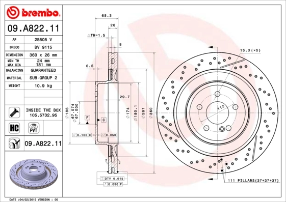 Brake Disc PRIME LINE - UV Coated 09.A822.11