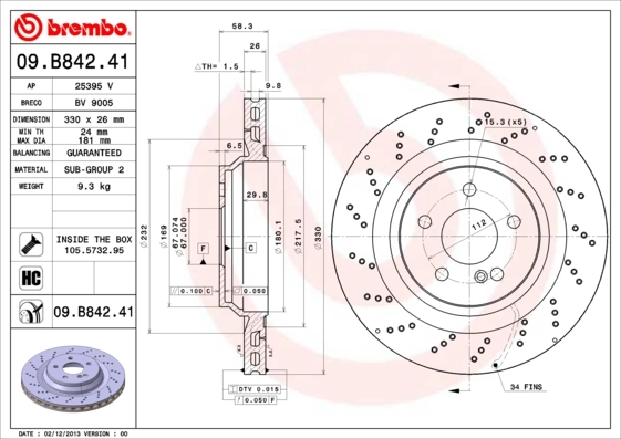 Brake Disc PRIME LINE - UV Coated 09.B842.41