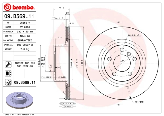 Brake Disc PRIME LINE - UV Coated 09.B569.11