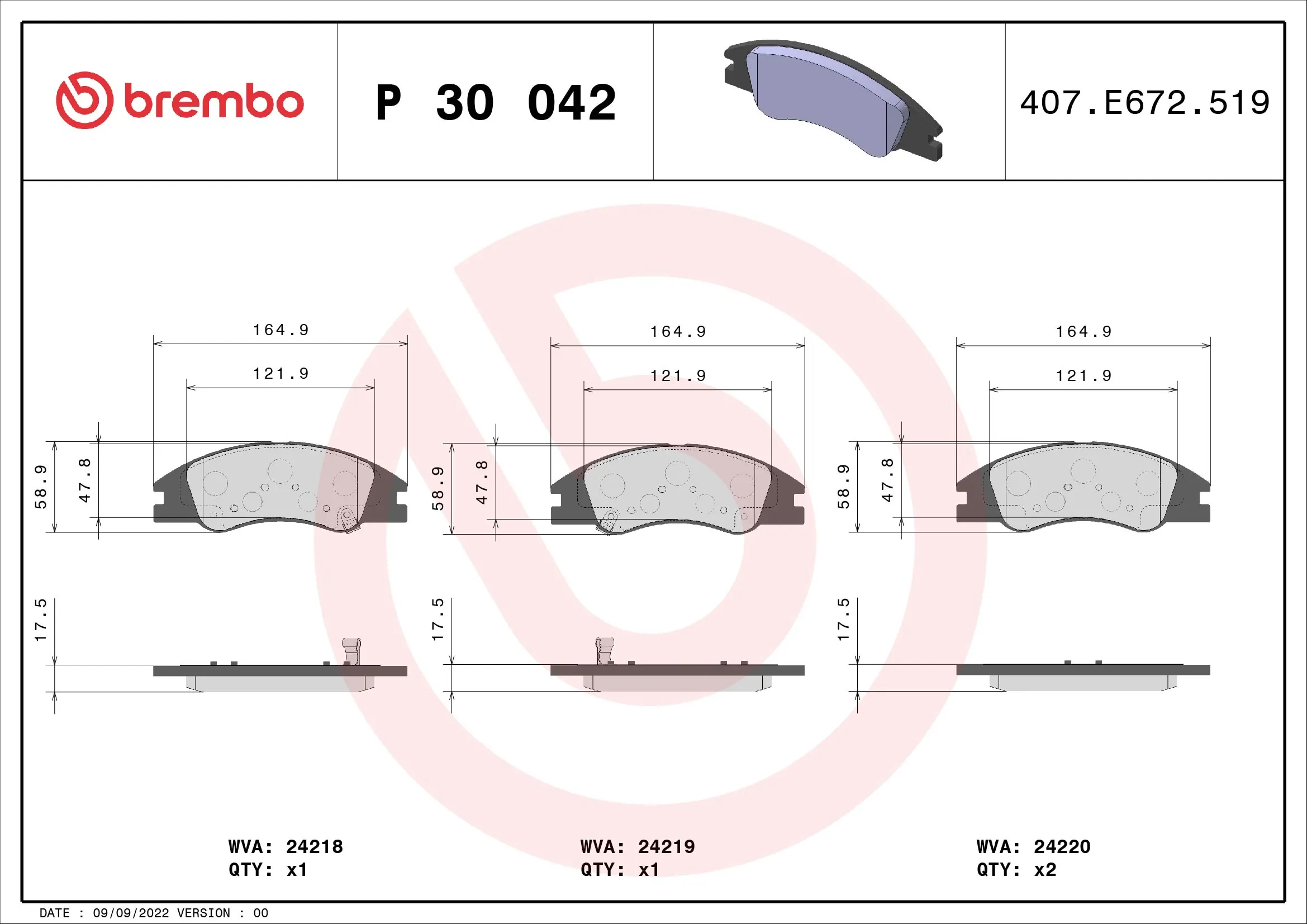 Brake Pad Set, disc brake PRIME LINE P 30 042