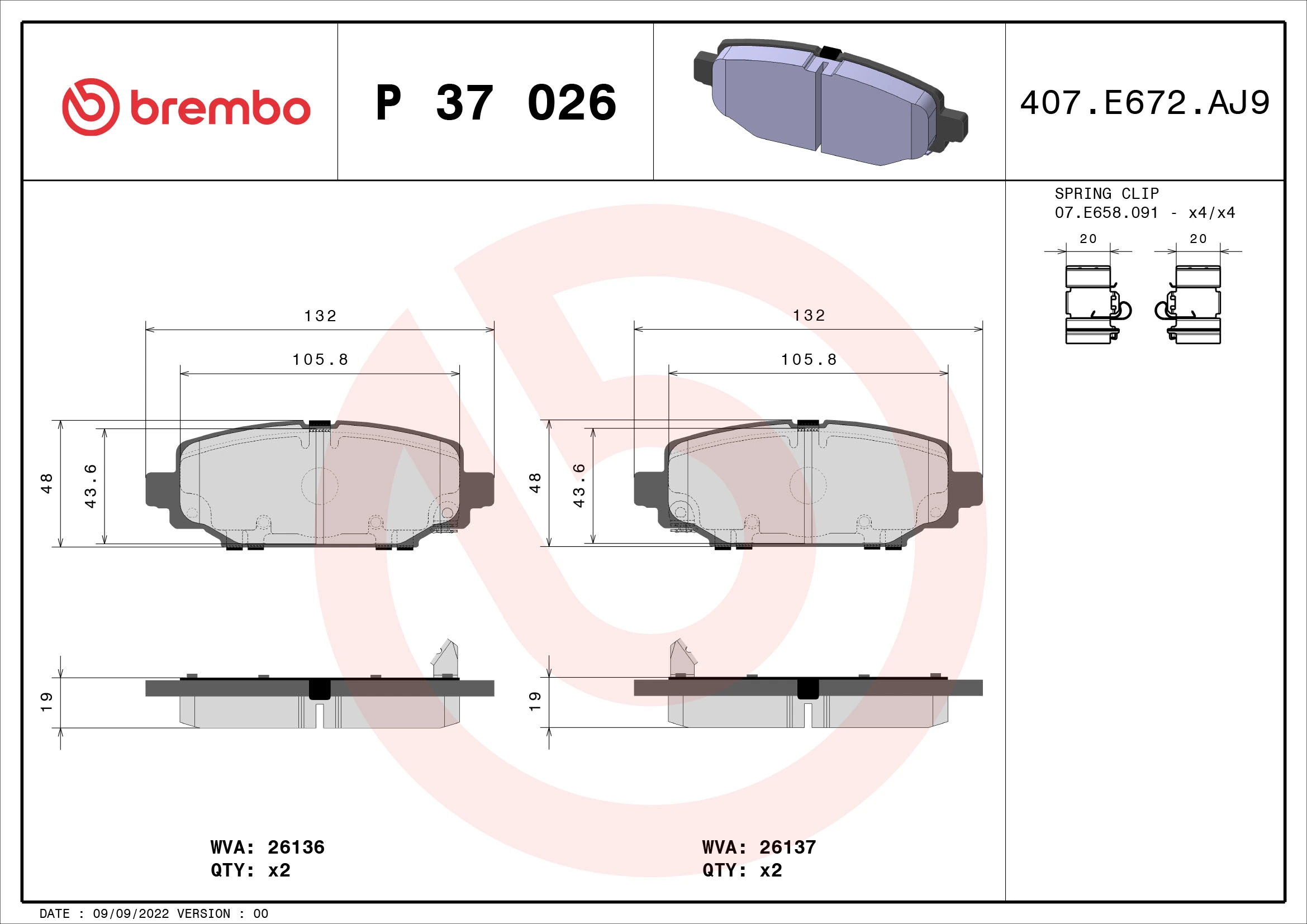 Brake Pad Set, disc brake PRIME LINE P 37 026