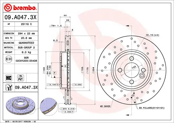 Brake Disc XTRA LINE - Xtra 09.A047.3X