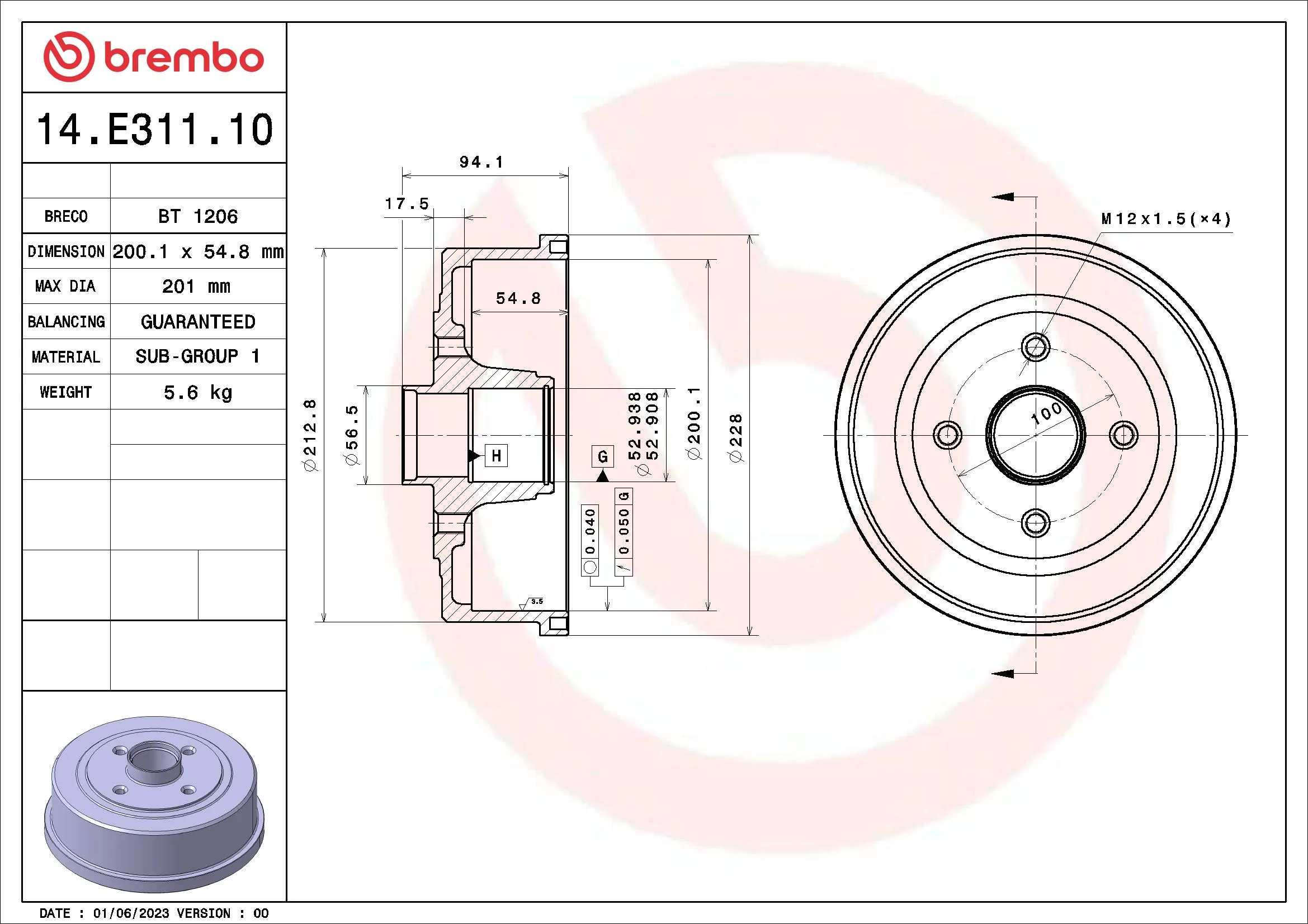 Brake Drum ESSENTIAL LINE 14.E311.10
