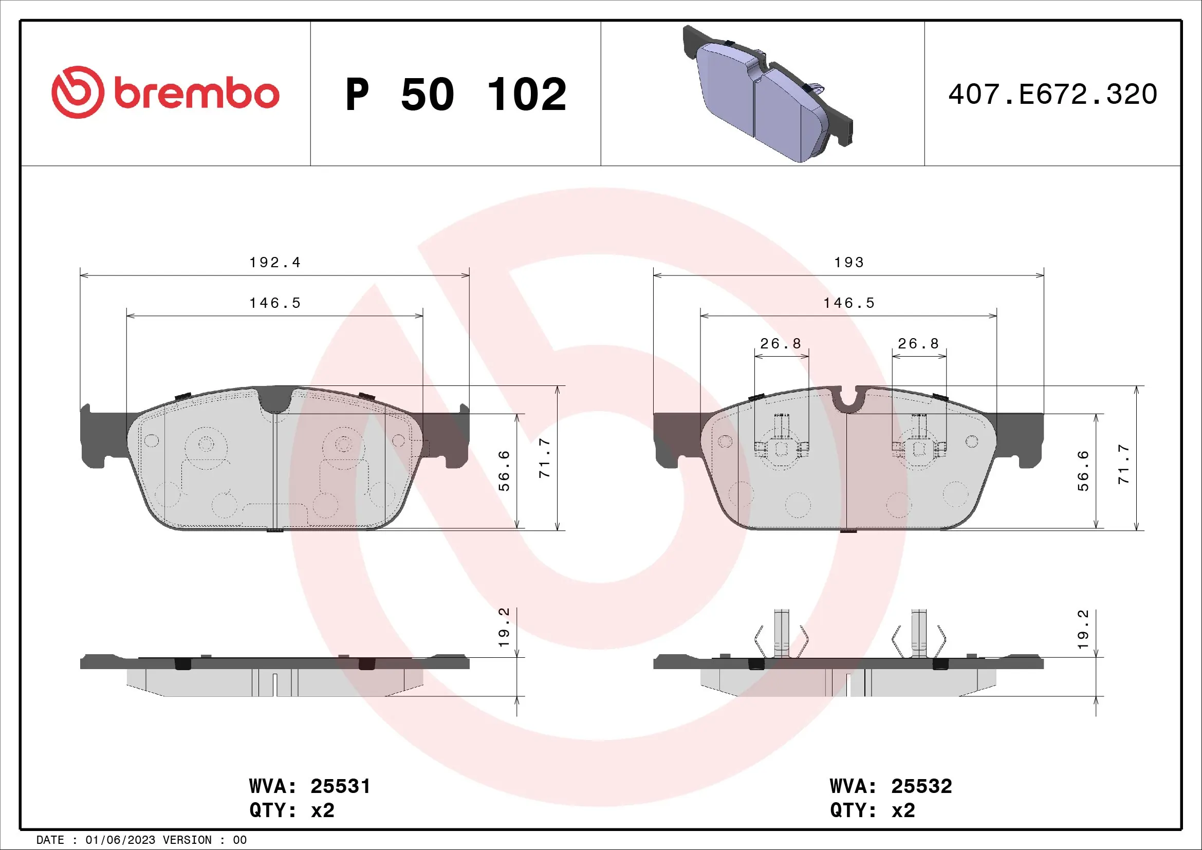 Brake Pad Set, disc brake PRIME LINE P 50 102