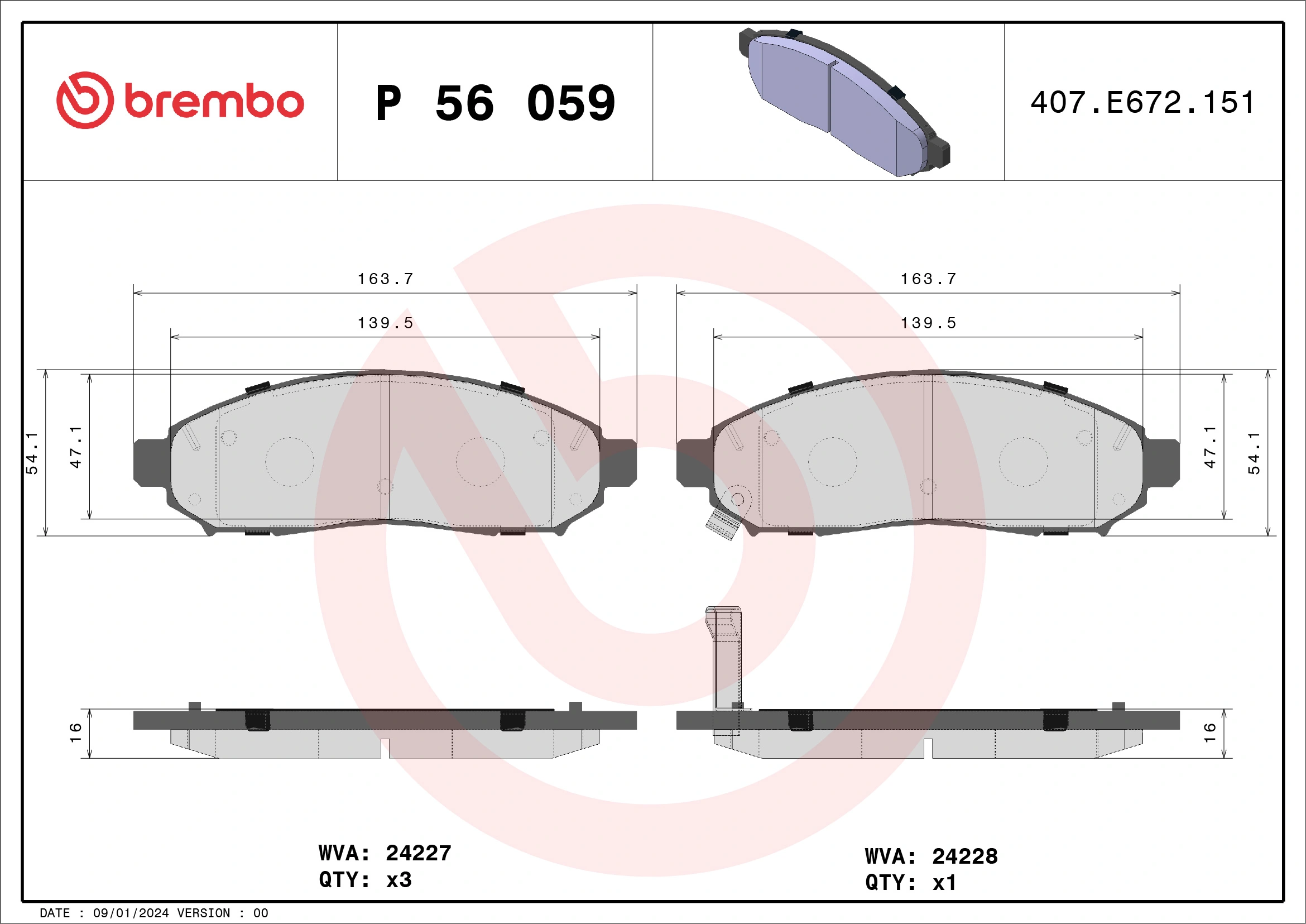Brake Pad Set, disc brake PRIME LINE P 56 059