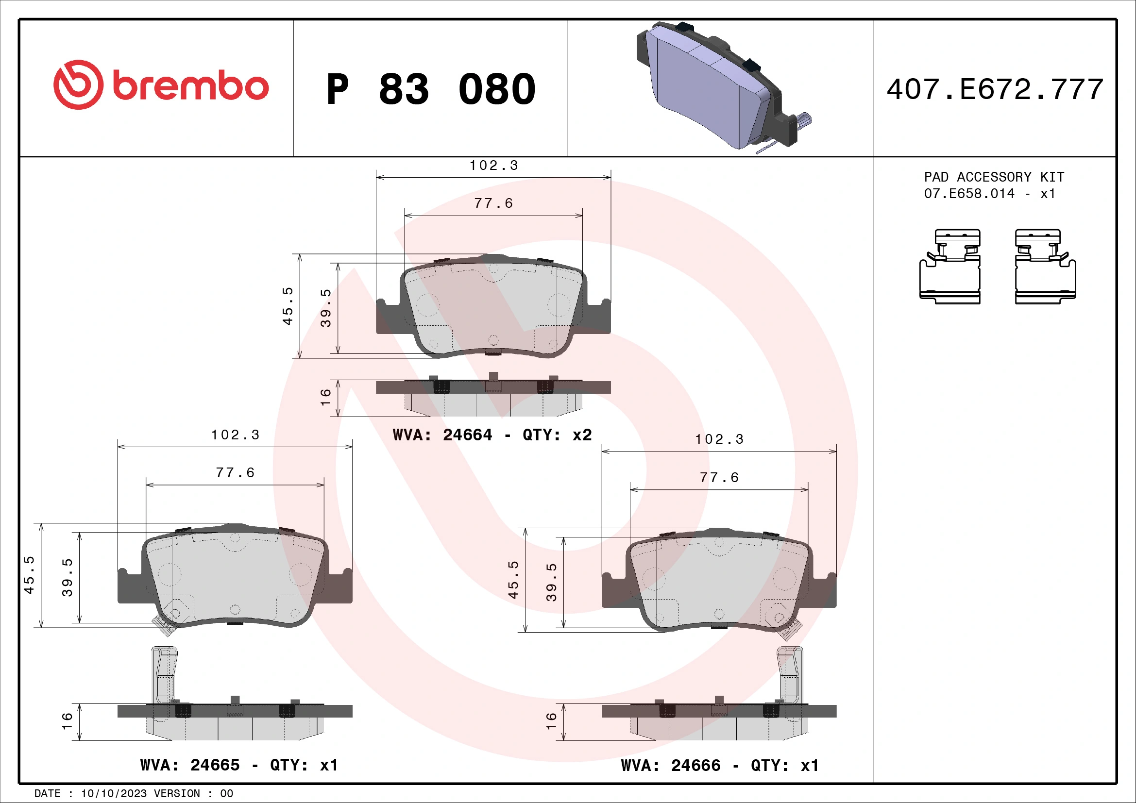 Brake Pad Set, disc brake PRIME LINE P 83 080