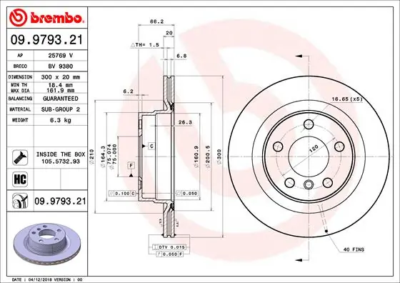 Brake Disc PRIME LINE - UV Coated 09.9793.21